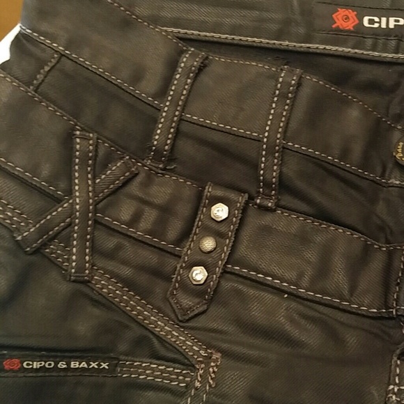 Black European double waisted designer denim - Picture 4 of 8